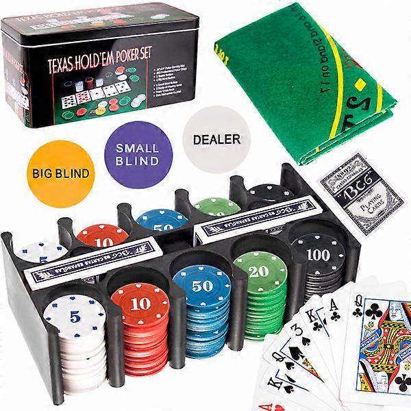 Poker set 200 Markers & 2 decks - Game night multi-colored, Texas Hold'em Poker