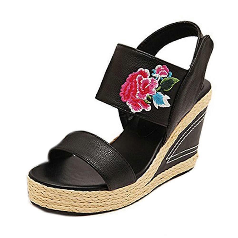 Embroidered Shoes Platform Slipsole Sandals