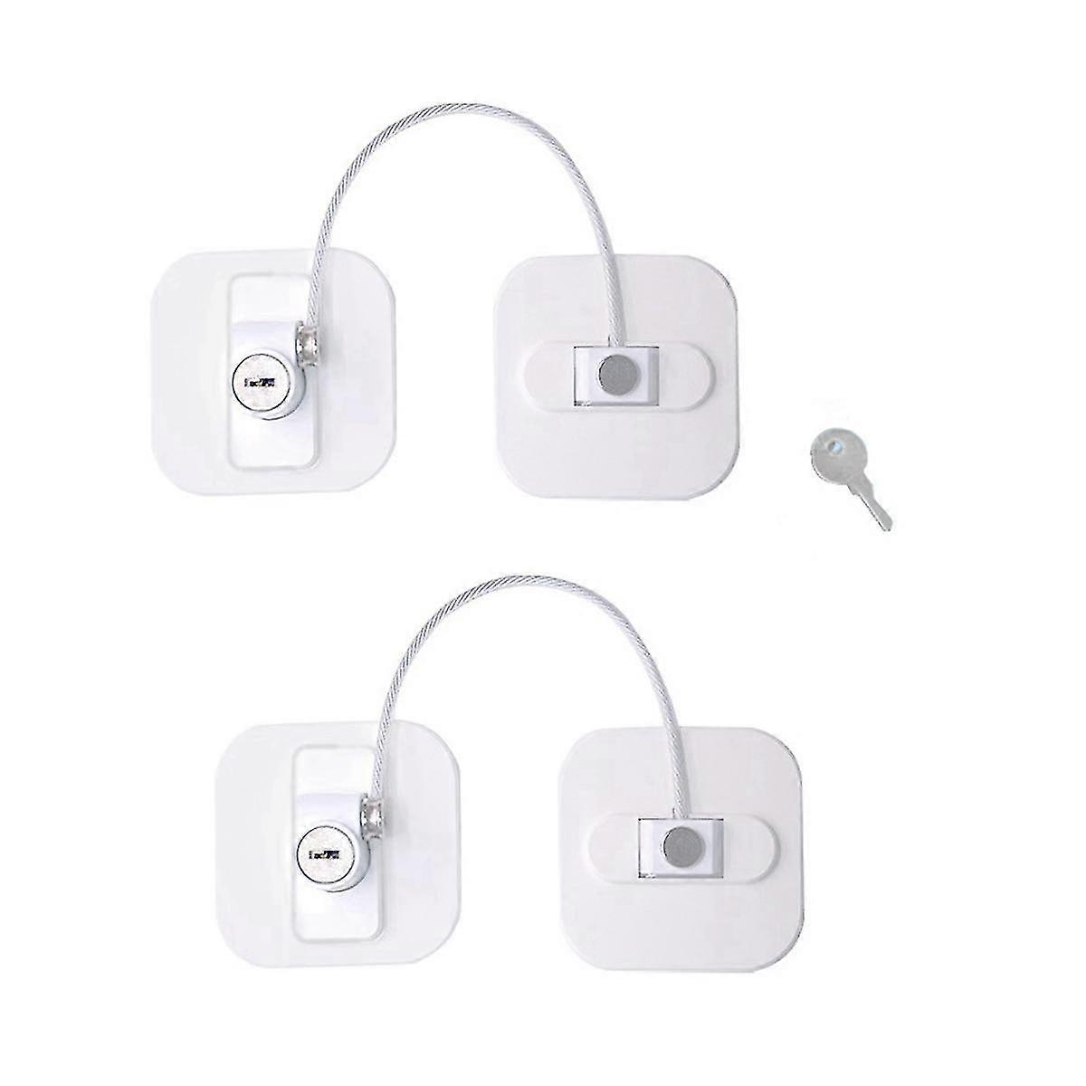 2 Pcs Fridge Door Locks With Keys, Freezer Cabinet Locks Childproof Refrigerator Locks Safety Locks, No Drilling (white) XYT