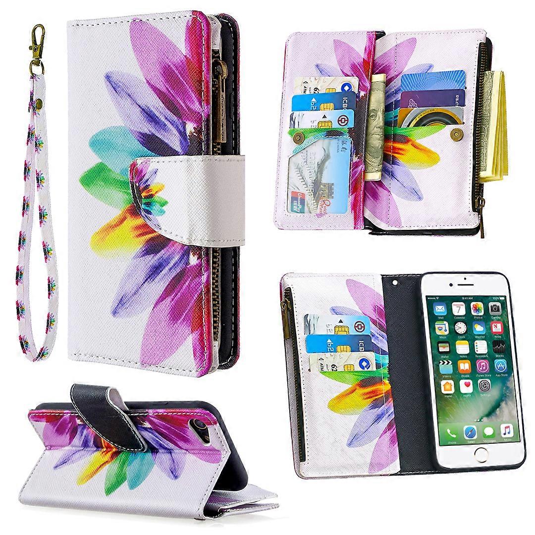BF03 Pattern Printing Zipper Wallet Leather Phone Shell for iPhone SE (2020)/SE (2022)/8/7 - Crystal Butterfly