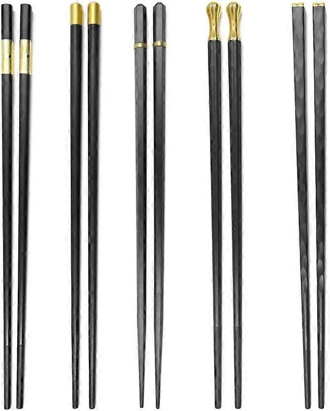 Althee 5 Pairs Luxury Fiberglass Chopsticks. Reusable Japanese Chinese Chopsticks. Non-Slip
