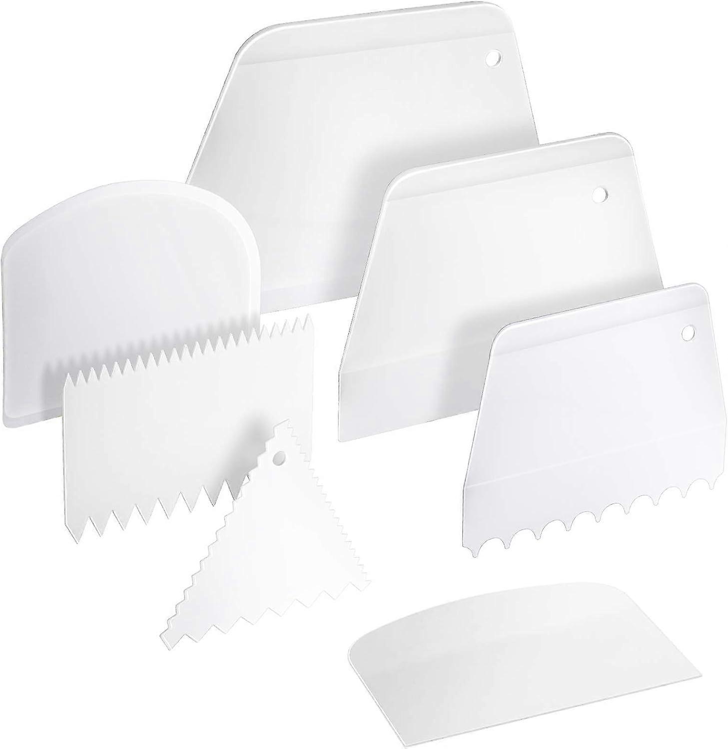 Cake Scraper Cake Smoother, 7Pcs Dough Scraper Bowl Scraper Cutters Cake Icing Scraper Smoother Tool Set for Bread Dough