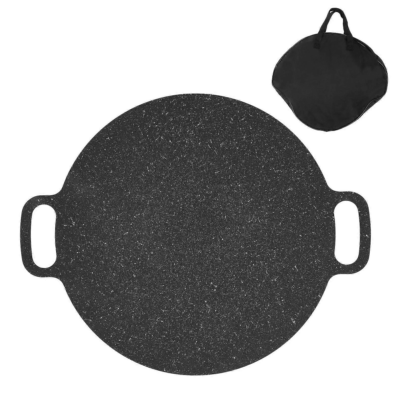 11 Korean Non-Stick Round Grill Pan - Iron BBQ Griddle with Medical Stone Coating Insulation - Storage Bag Included - Cooking Tool for Steaks, Eggs mo