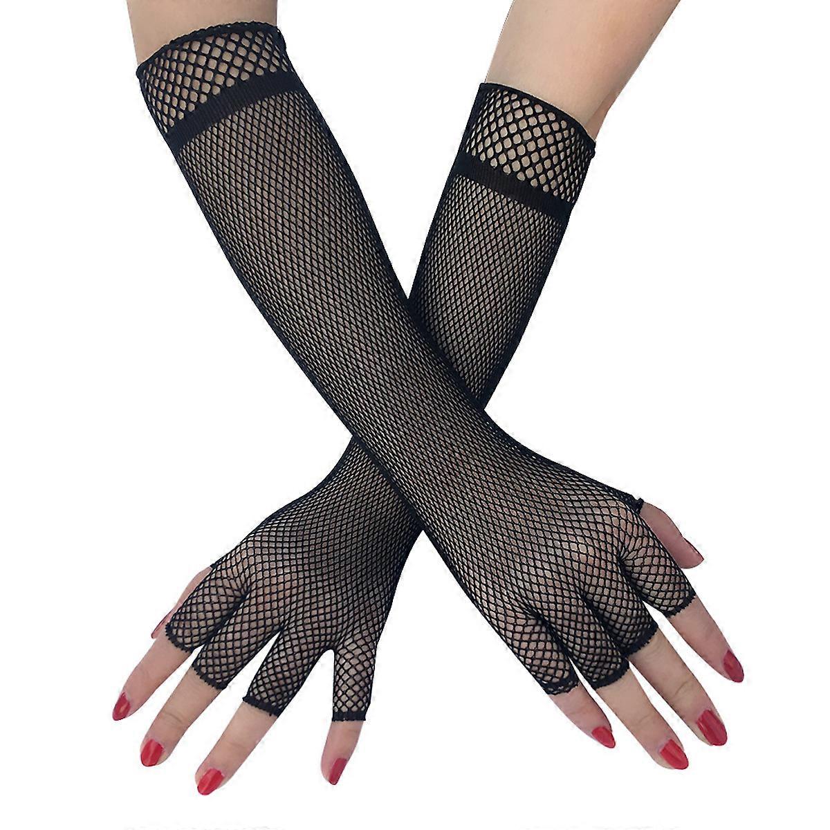 Half Finger Fishnet Gloves Elbow Gloves for Wedding,Party,Dance