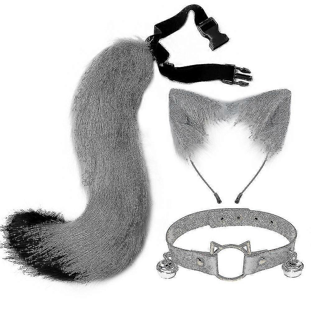 毛皮のような猫の耳キツネの襟ネックレスセットアクセサリーTa毛皮Pウェア小道具 #calu