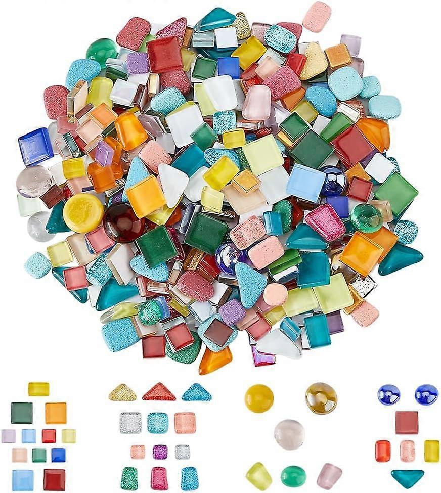 500G Mosaic Tile Irregular Acrylic Mosaic Pieces Dome Cabochons Mixed Shapes Mosaic Tile Colorful Stained Pieces for Art Crafts Disco Ball Decor Home
