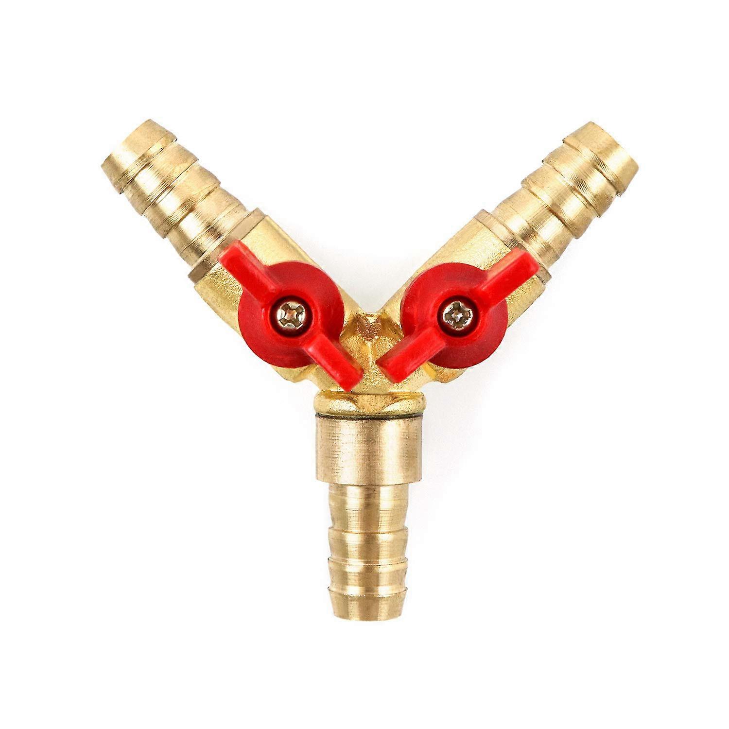Y-slangestik 3-vejs splitter, messing zinklegering, 10 mm vandoliegaskugleventil til havevanding (1 stk)