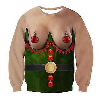 Weihnachtspullover mit Elfenmotiv für Damen und Herren, langärmeliges Oberteil mit Rundhalsausschnitt für festliche Anlässe