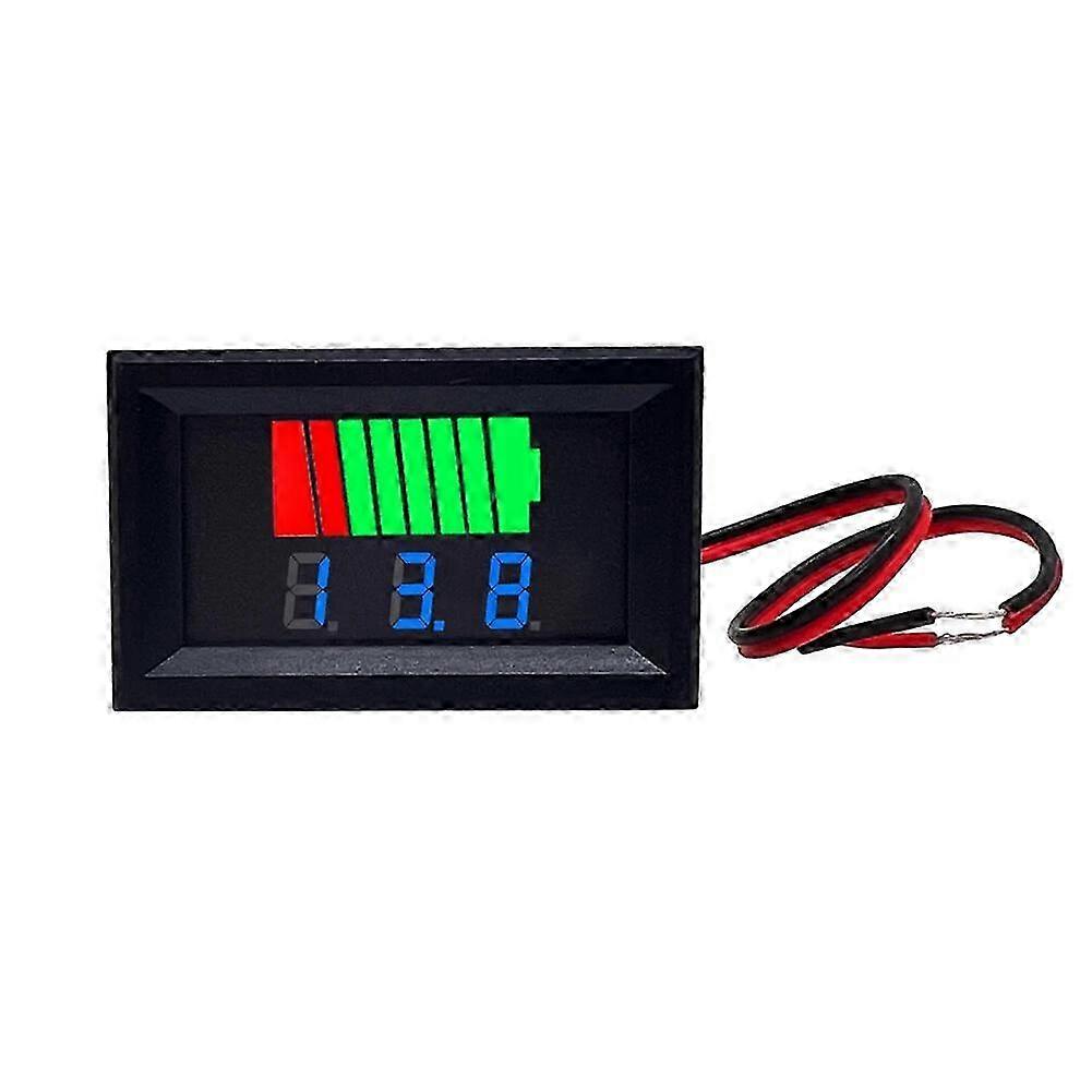 12-84V Voltmeter Gauge Automotive Battery Meter With Alarm Charging Level Indicator Car Voltage Meter Lithium Battery Capacity Tester Voltmeter Red Di