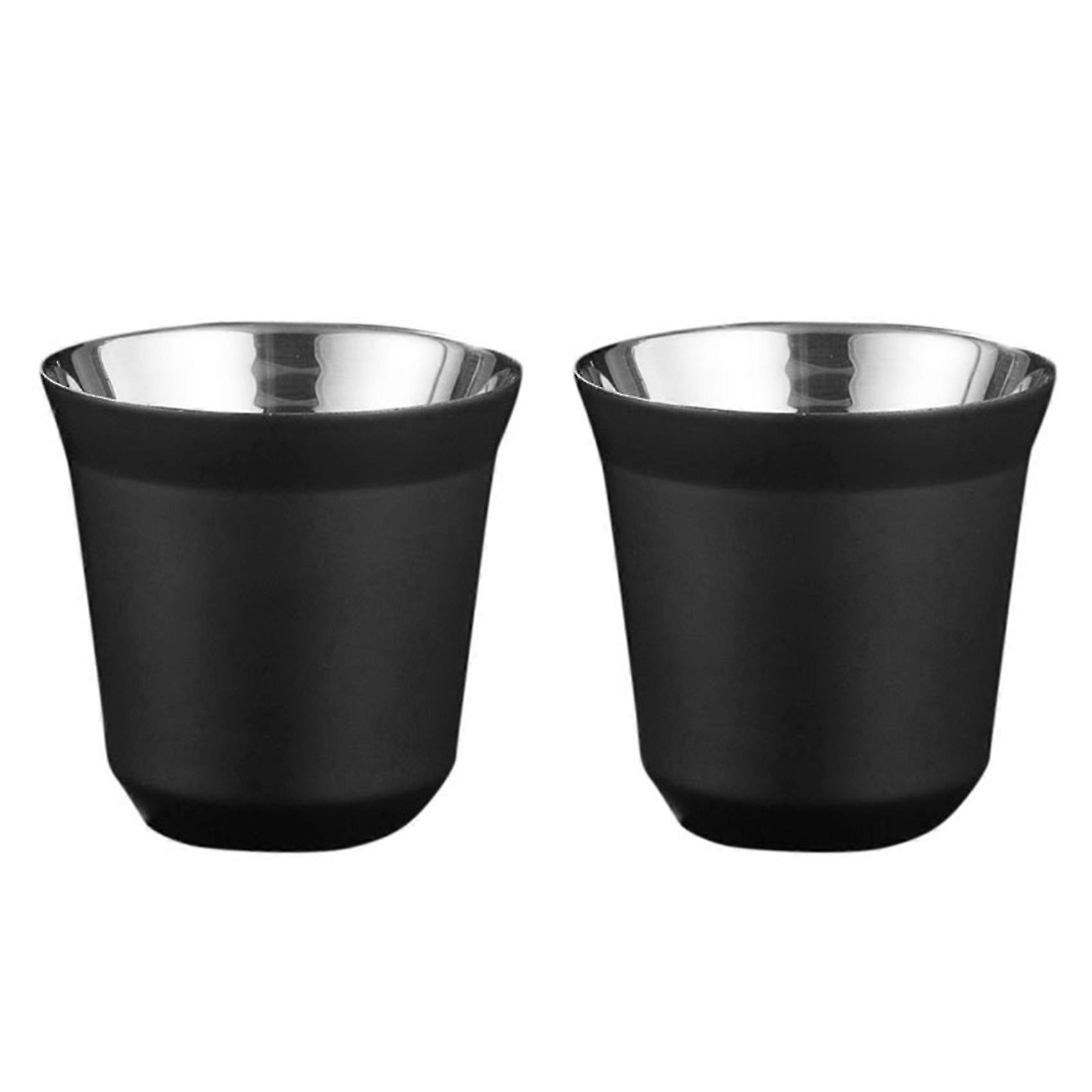 2x 80ml Double Wall Stainless Steel Espresso Cup Insulation For Pixie Coffee Cup Capsule Shape Coff