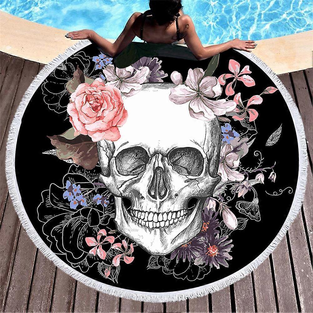 Factory Customized Swimming Towel Creative Household Fine Fiber Bath Towel 3D Digital Skull Printed Beach Towel Customization
