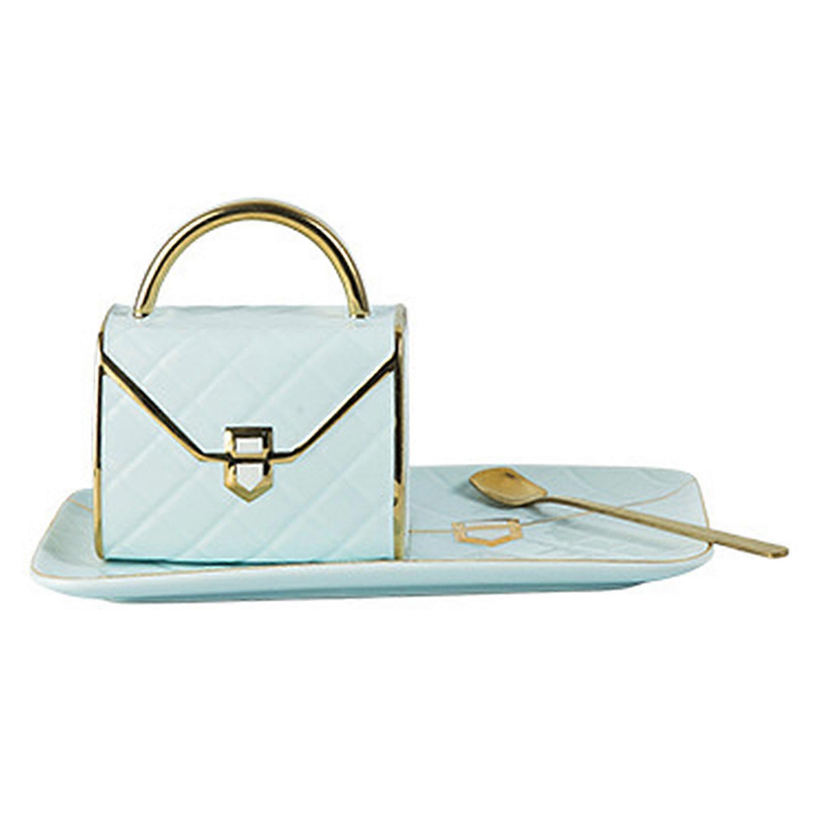 Handbag Shaped Creative Mug Ceramic Coffee Cup Set Porcelain Tray with Spoon 310