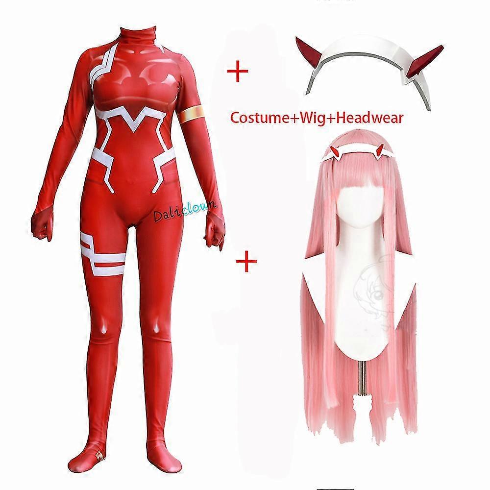 アニメダーリンインザフランクス02女性のためのゼロツーコスプレコスチュームハロウィーンコスチュームウィッグ3DプリントボディスーツゼンタイスーツC