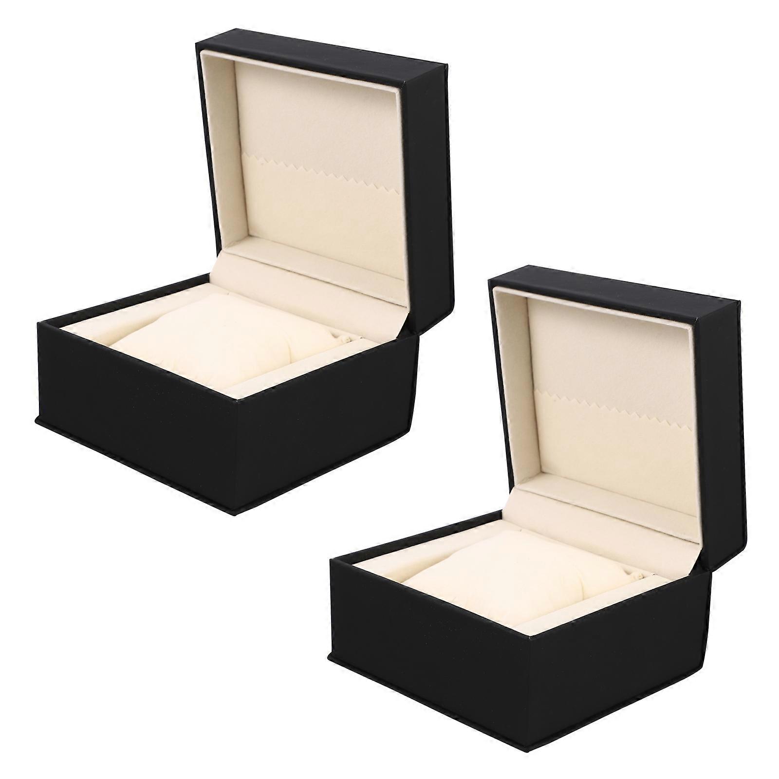 2 Pcs Multi-function Watch Storage Boxes PU Watch Display Boxes Watch Organizers