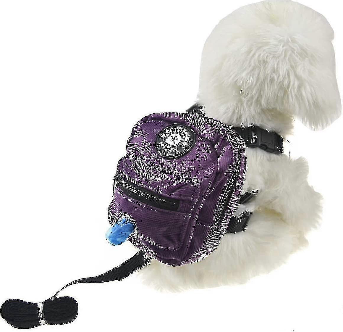 Dog Backpack Harness With Leash, Built-in Dog Poop Bag Dispenser, Adjustable Travel Hiking Backpack For Dogs#d620528