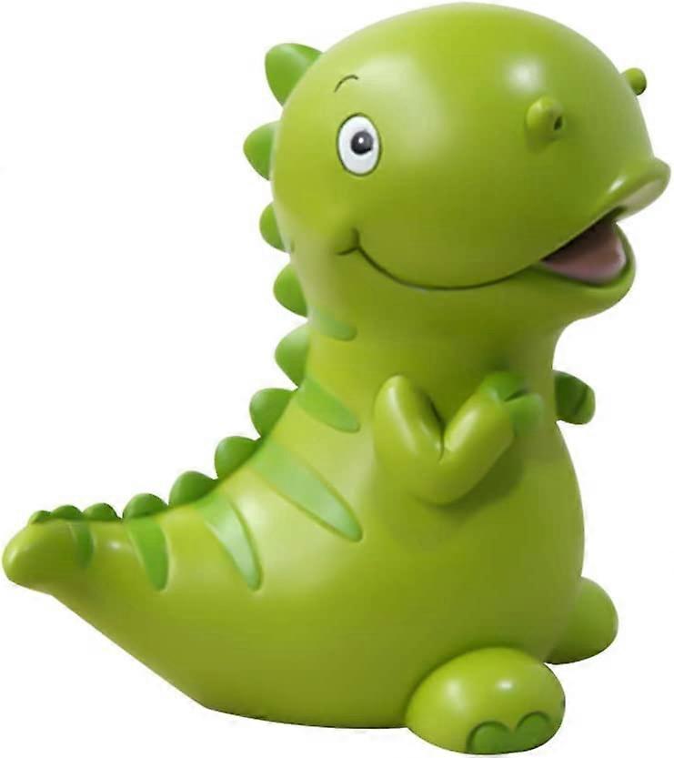 بنك أصبع للأطفال - 6 × 6 بوصة ديناصور أخضر جميل على شكل بنك نقود راتنج كبير الحجم - عملة معدنية