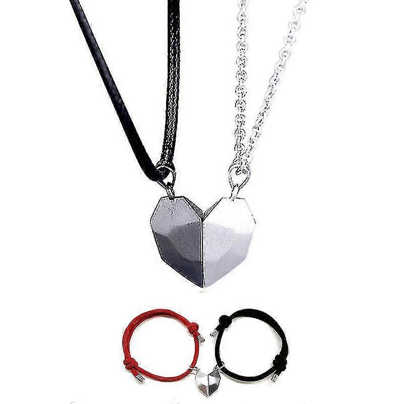 Přívěsek Náhrdelník Náramek Dvě duše Jedno srdce Přívěsek Magnet Náhrdelník Pár Čtyřdílná sada Sada