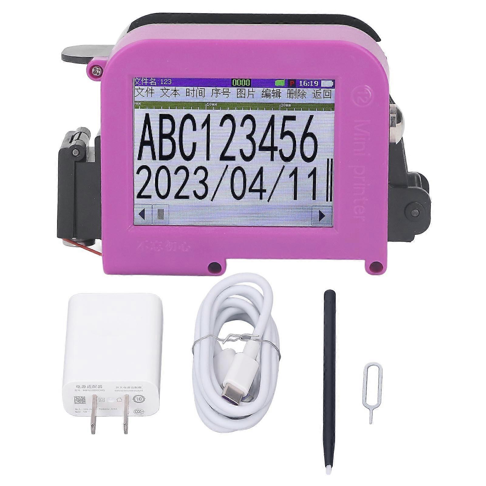 Handheld Inkjet Printer Portable LED Touch Screen Inkjet Coder for Logo Date Label 100240V