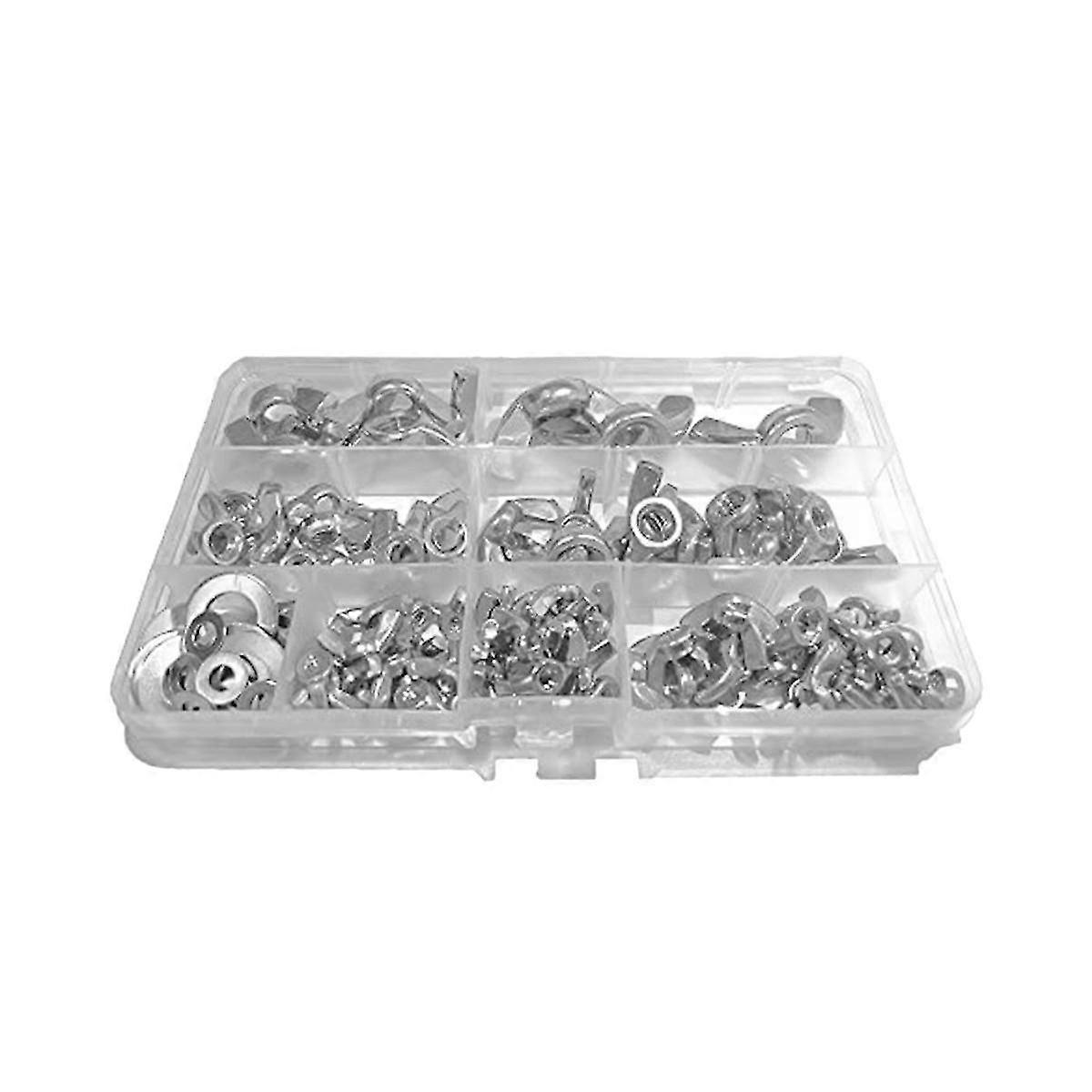 Écrou d’aile, kit d’écrou d’aile en acier inoxydable 100pcs avec kit de rondelle 52, vis d’aile filetée métrique, Sc à main