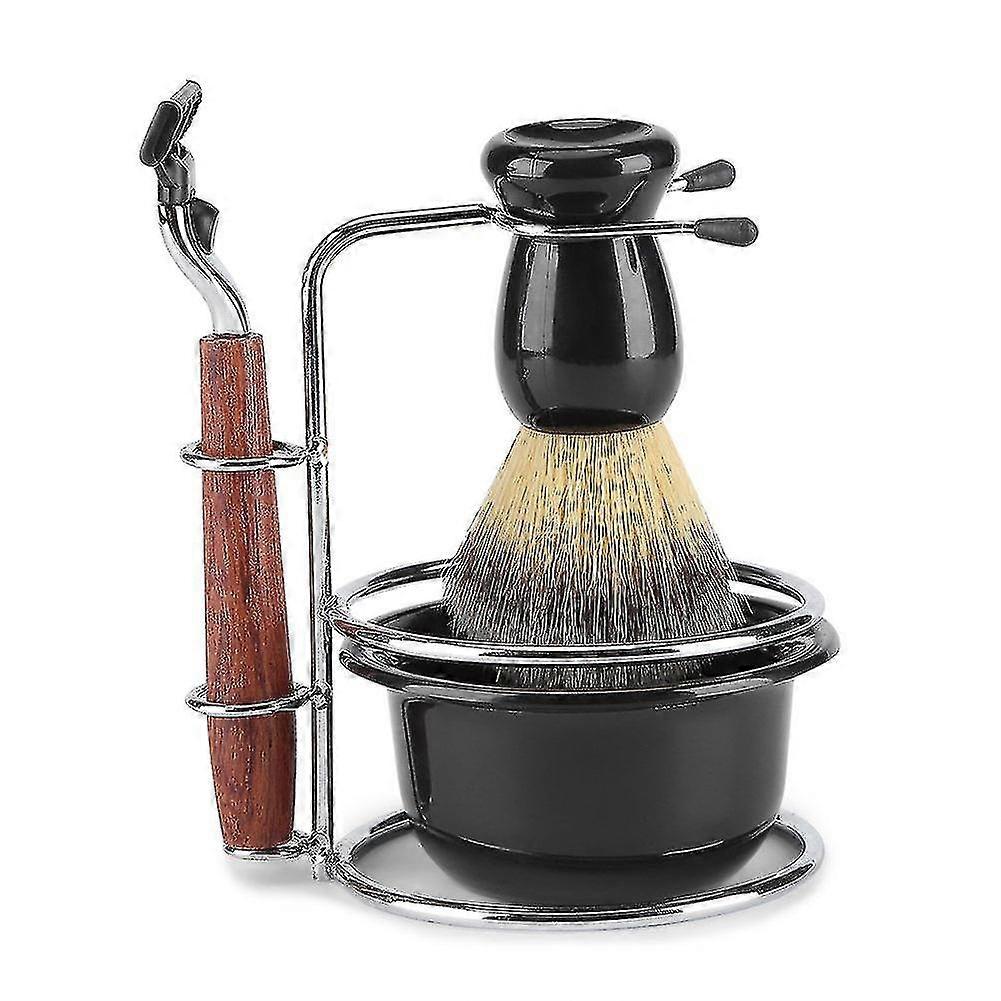 4 In 1 Professional Men Manual Razor Set, Manual Razor Stainess Steel Stand Holder, Shaving Brush And Bowl Set