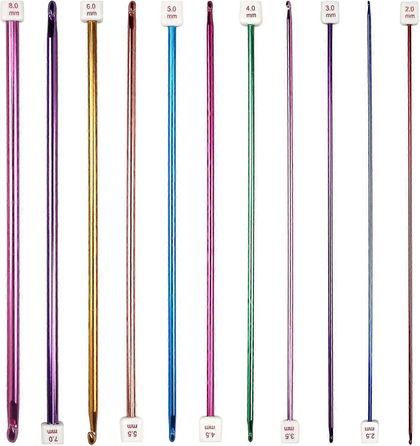 11 Pcs Knitting Crochet Hooks Aluminum Knitting Needles Crochet Hook Set Multicolored Afghan Tunisian Crochet Long Knitting Tools For Professional Beg