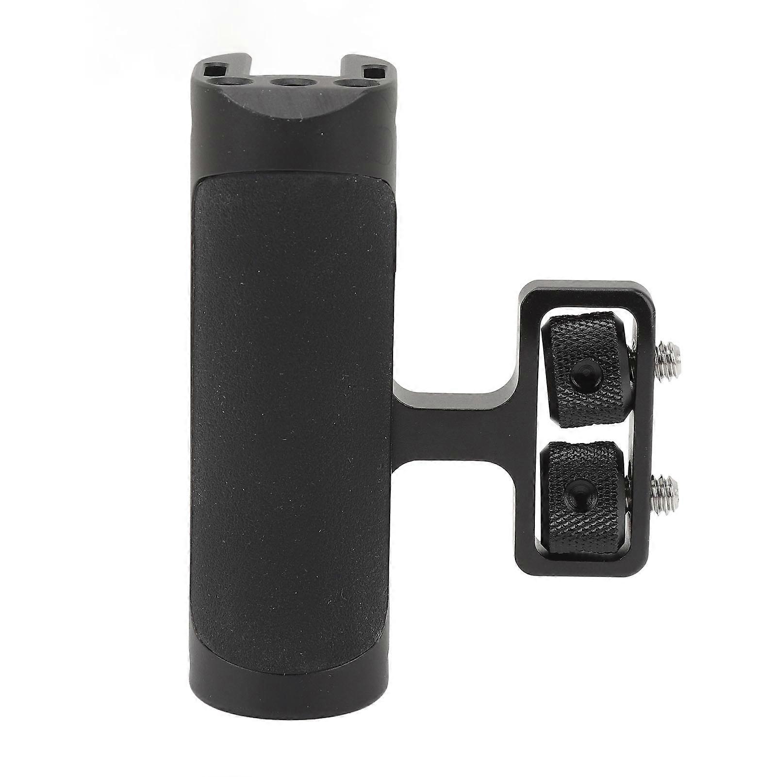 Curved Side Handle Grip for Camera Cage with Cold Shoe Mount 1/4in Screw Hole Built-in Hex Key Direction Adjustable