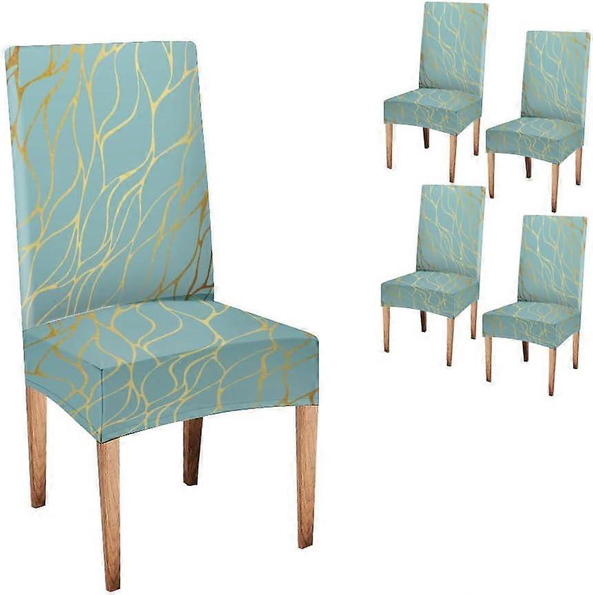 Capas de Cadeira de Sala de Jantar Turquesa Abstrata Pacote com 4 com Flores Decorativas Pode ser Usada para Preenchimentos Capa de Cadeira Parson Removível para Encosto de Página Web