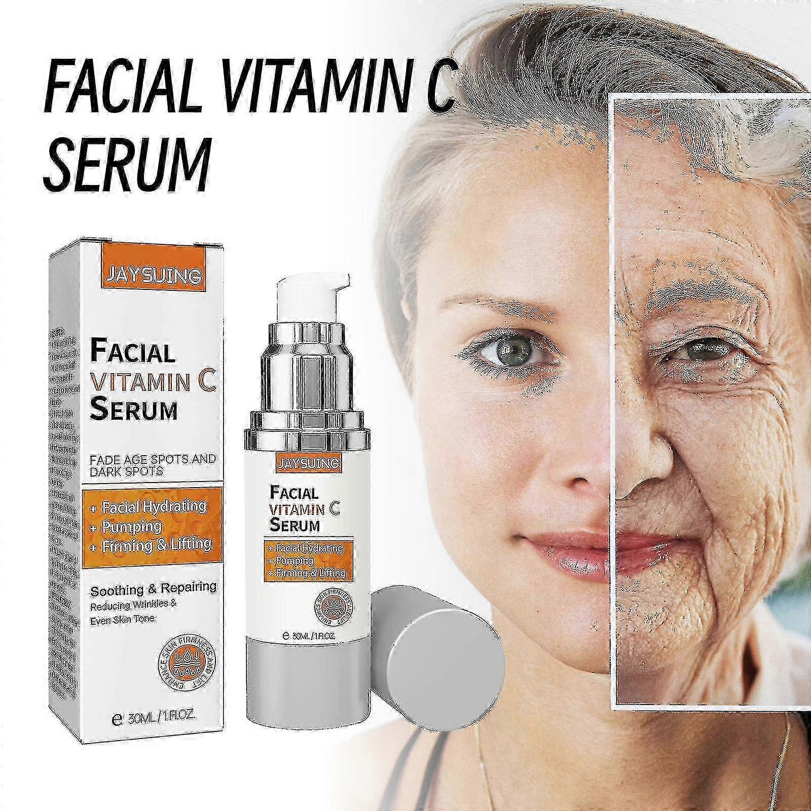 Jaysuing التبييض المضاد للشيخوخة فيتامين C Essence يتلاشى خطوط الوجه والتجاعيد يقوي البشرة المغذية والمرطبة |