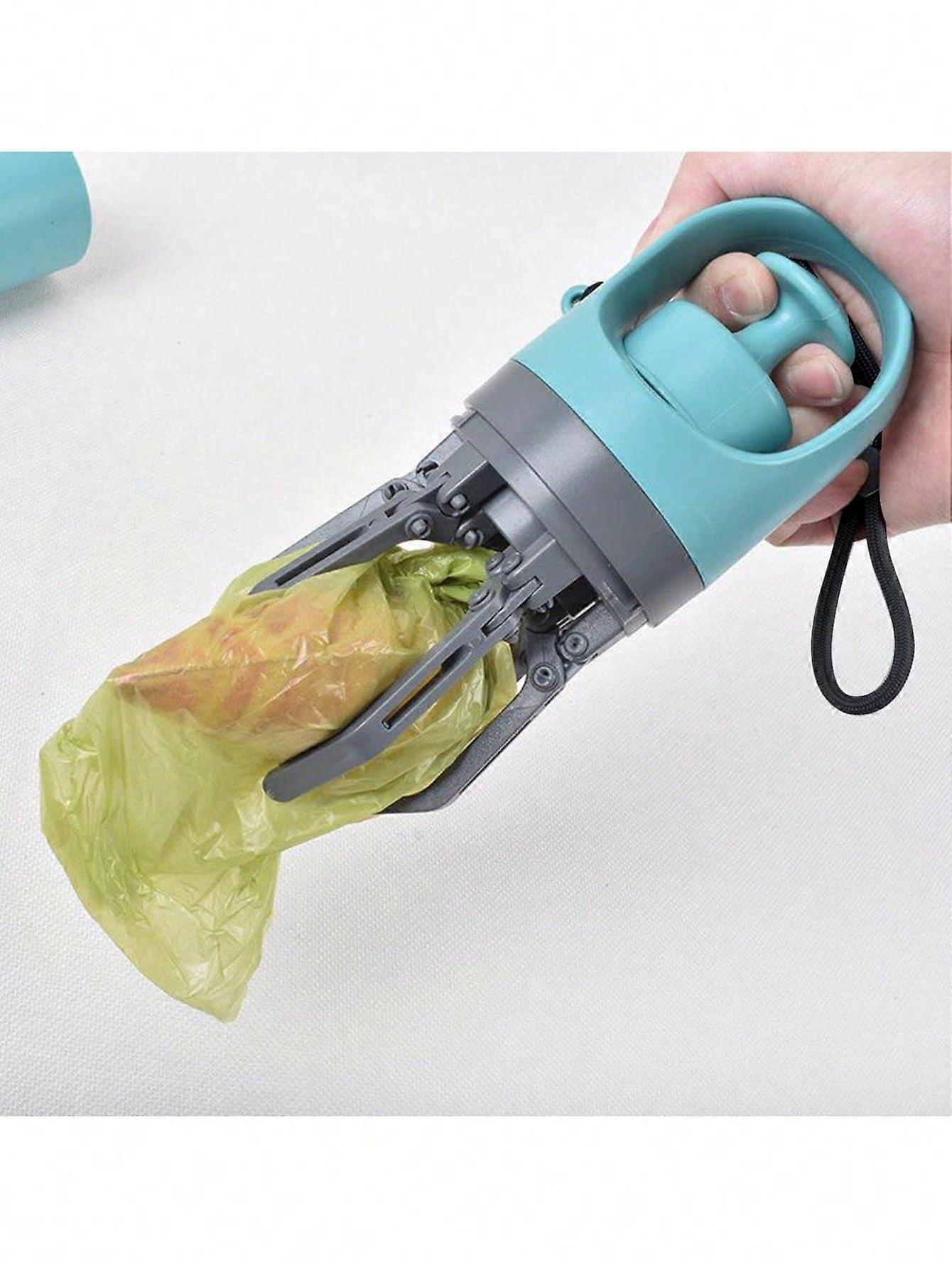 1pc Dog Pooper Scooper With Waste Bag, Portable Pet Waste Pickup Tool With 6 Claws And 1 Roll Of Garbage Bags