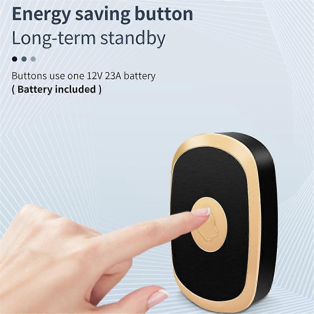 Wireless Doorbell RGB Colorful Light 38 Music Tracks 4 Level Outdoor 150M Range Door Bell