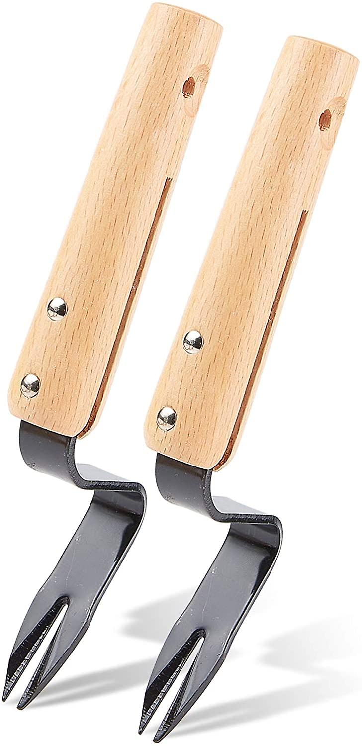 2 Pcs Hand Weeder Manual Root Weeding Fork Weeder Weeding Tool with Handle for Garden Maintenance