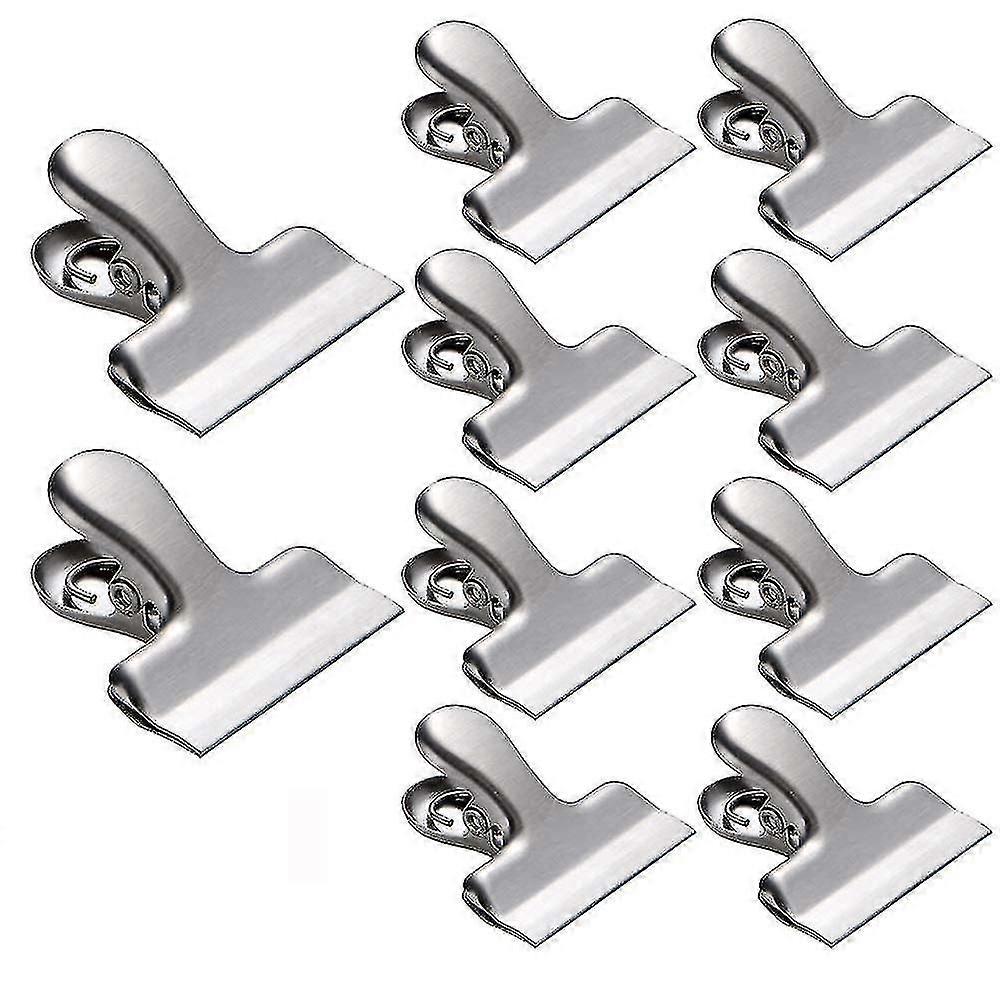 10pcs حقيبة مقاطع، الفولاذ المقاوم للصدأ 1.5 '' مقاطع البلدغ الصغيرة، الحزم ودائم، عظيم لقبضة ختم ضيق الهواء على أكياس القهوة والطعام، حقيبة الوجبات الخفيفة، Kitche