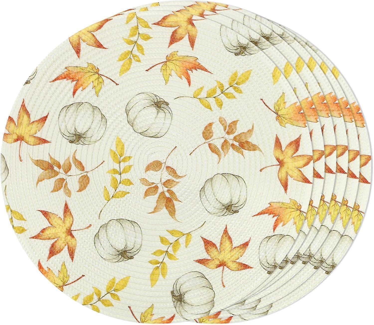 6 Set Round Fall Placemats for Thanksgiving Dining Table Decoration