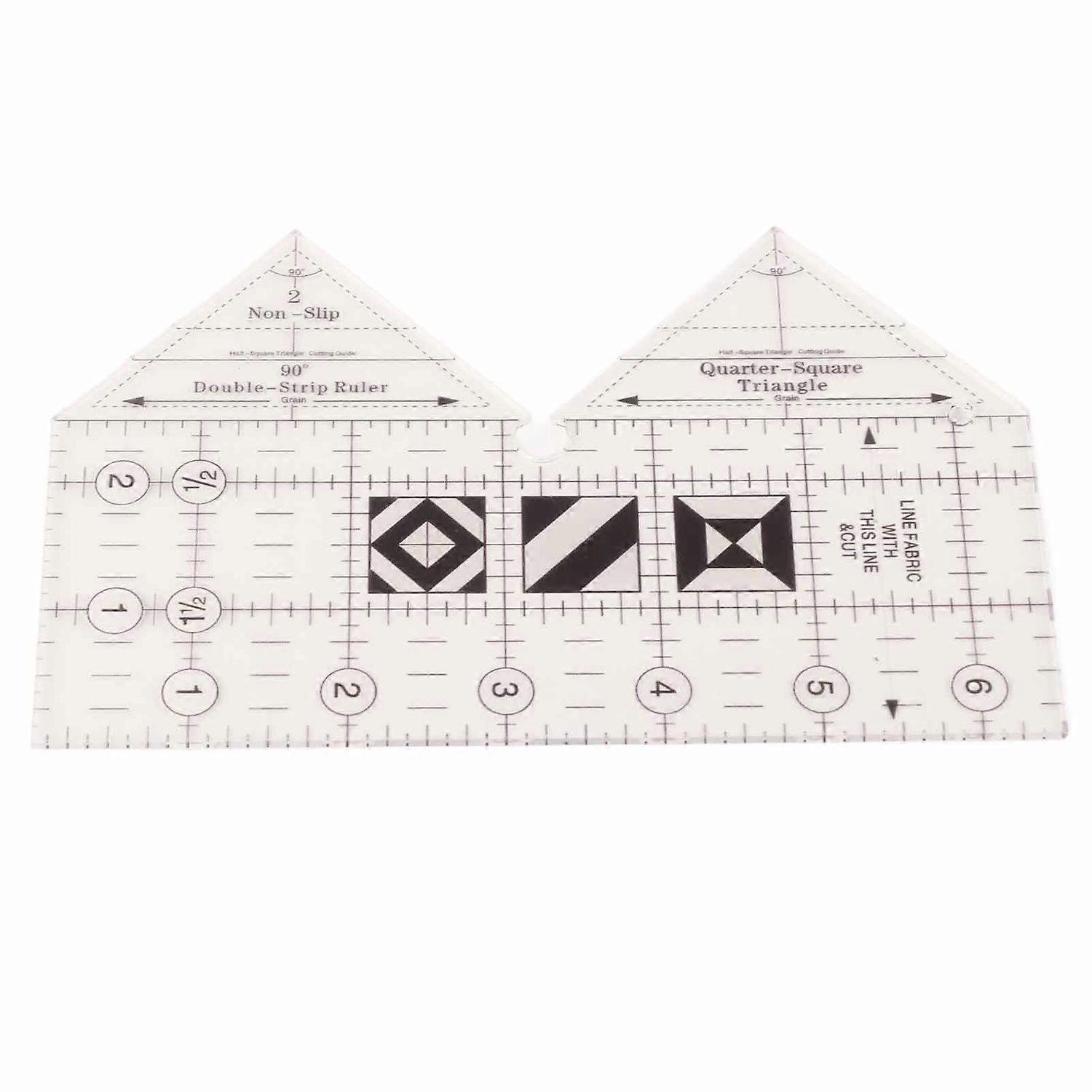 Ruler Grids 45/60/90 Degree Double Strip Ruler Transparent Acrylic Non Slip Quarter Triangle Cutting
