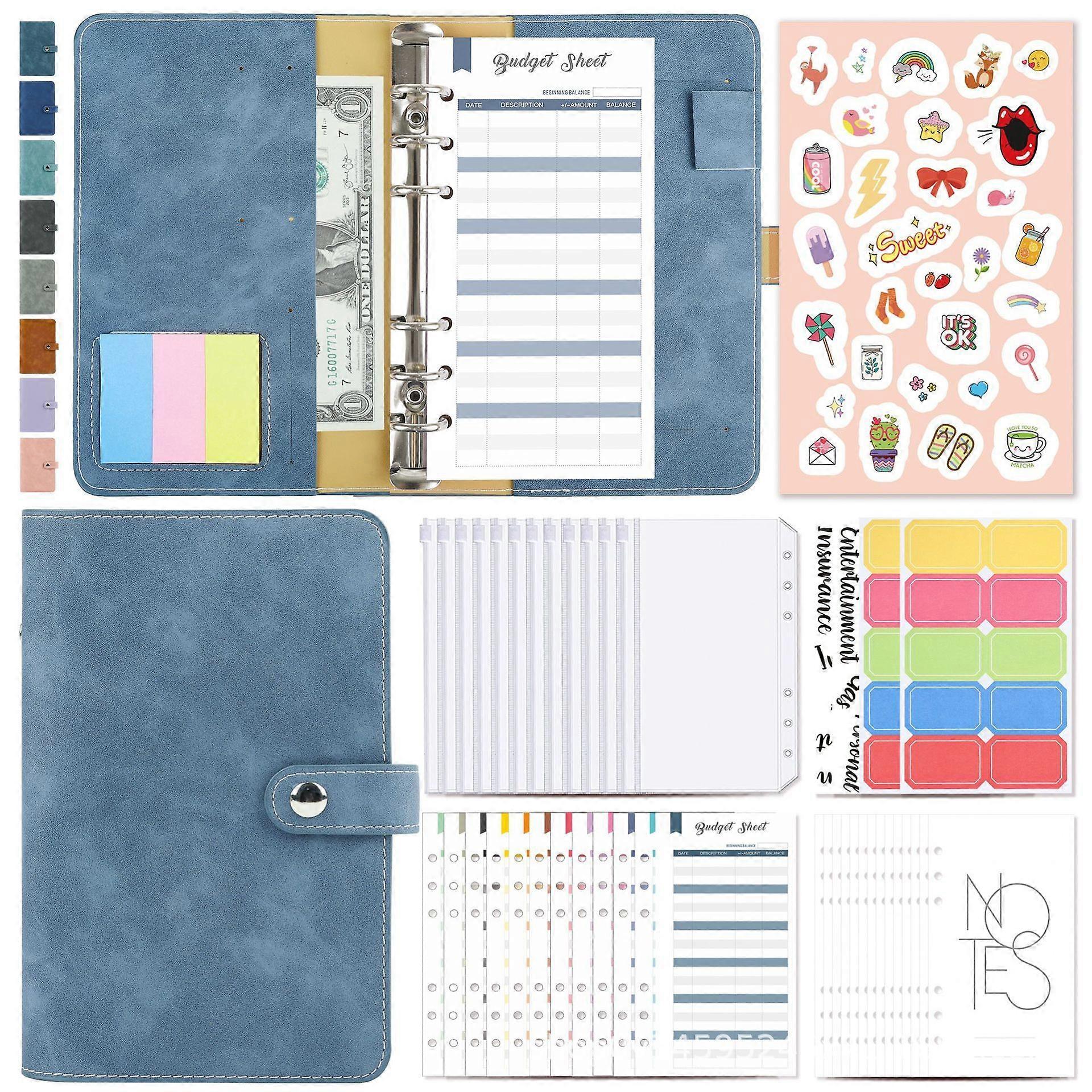 Budget Notebook Budget Notebook with Foil, A6 Budget Loose-Leaf Cash Envelope Envelope Type, Budget Notebook Money Organizer, Money Saving Folder (6-c