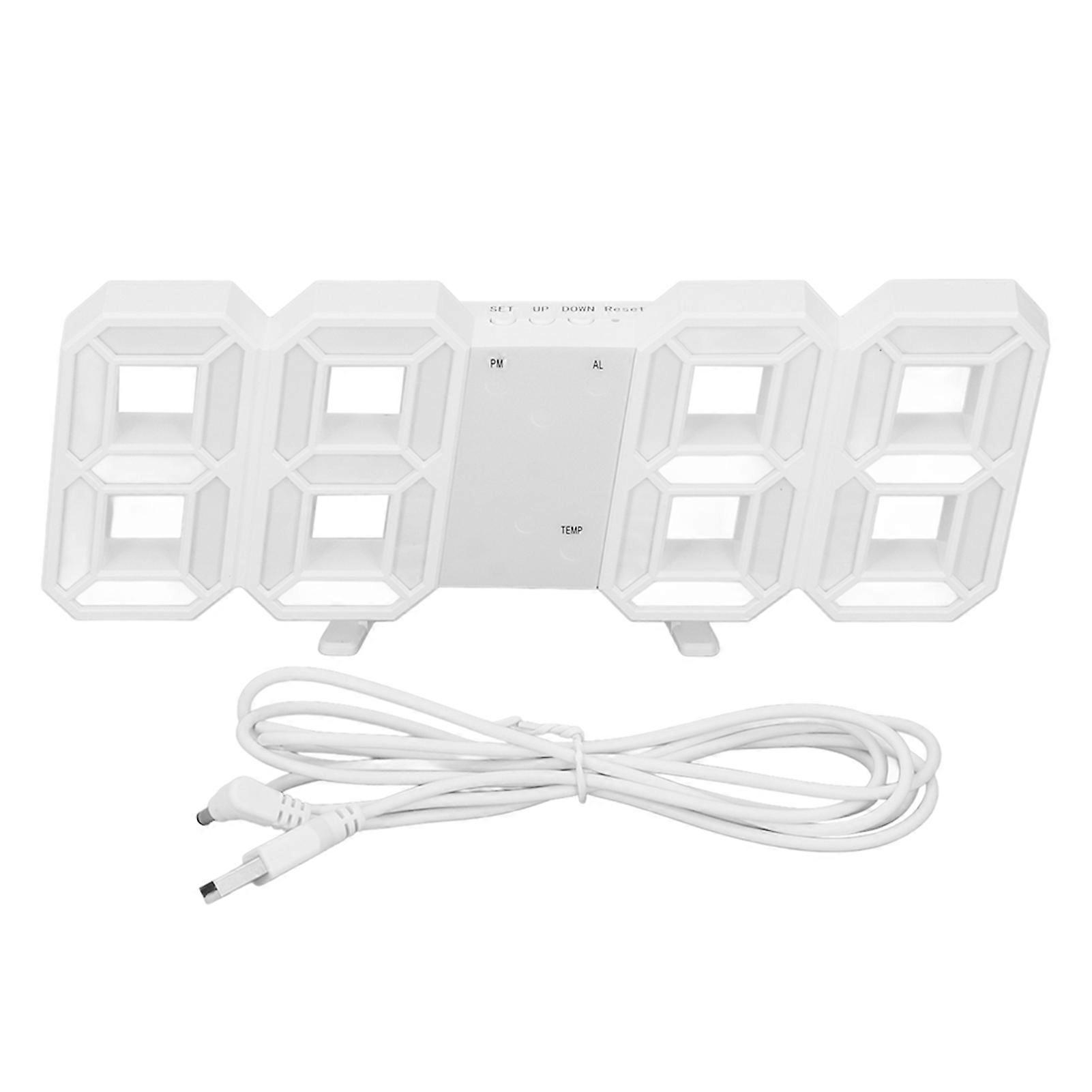 3D LED Time Date Temperature Display Voice Control Automatic Brightness Adjustment Digital Wall Clock