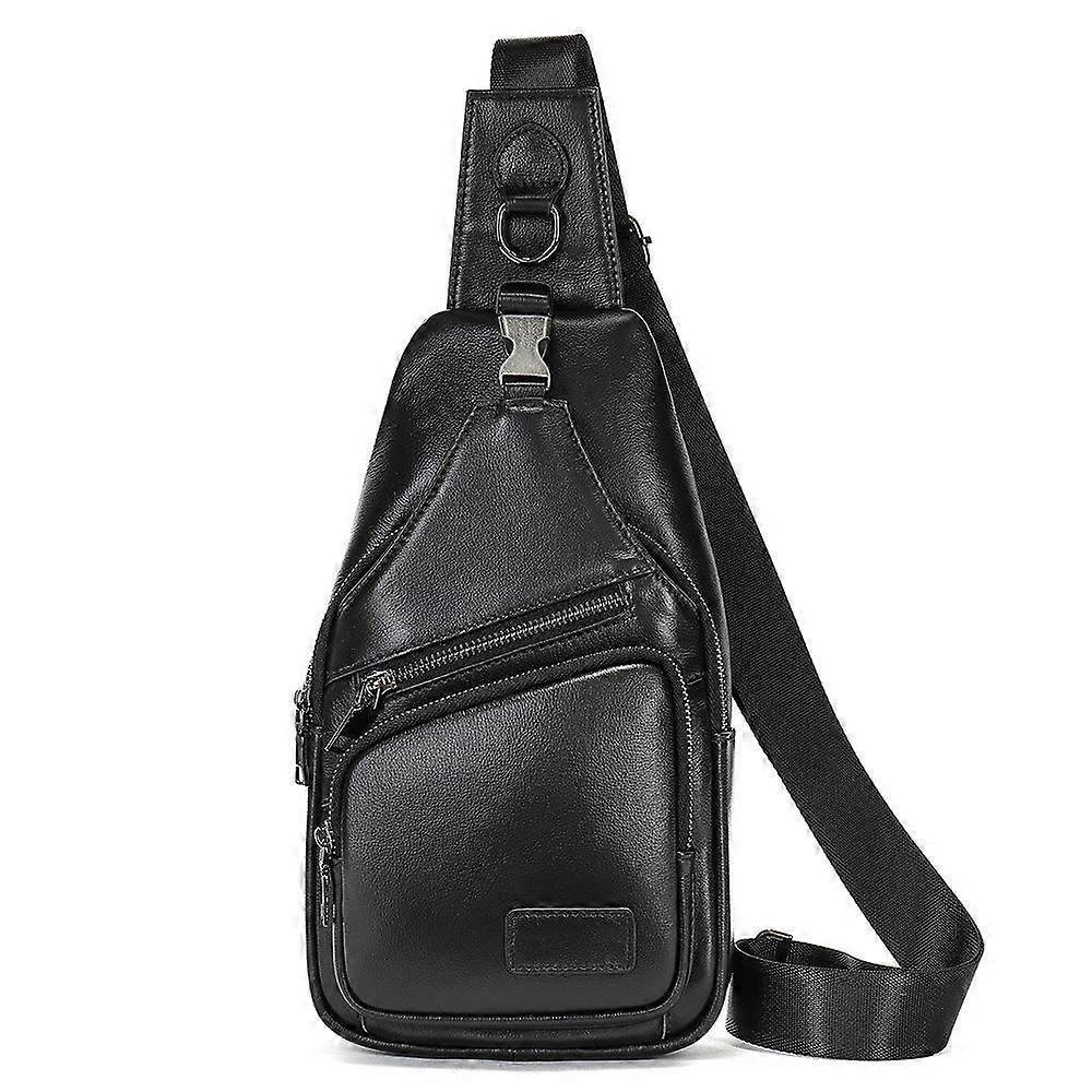Moderiktig Casual Multi-Pocket Läder Axelremsväska Huvudlager Kohud Bärbar Herr Crossbody Väska