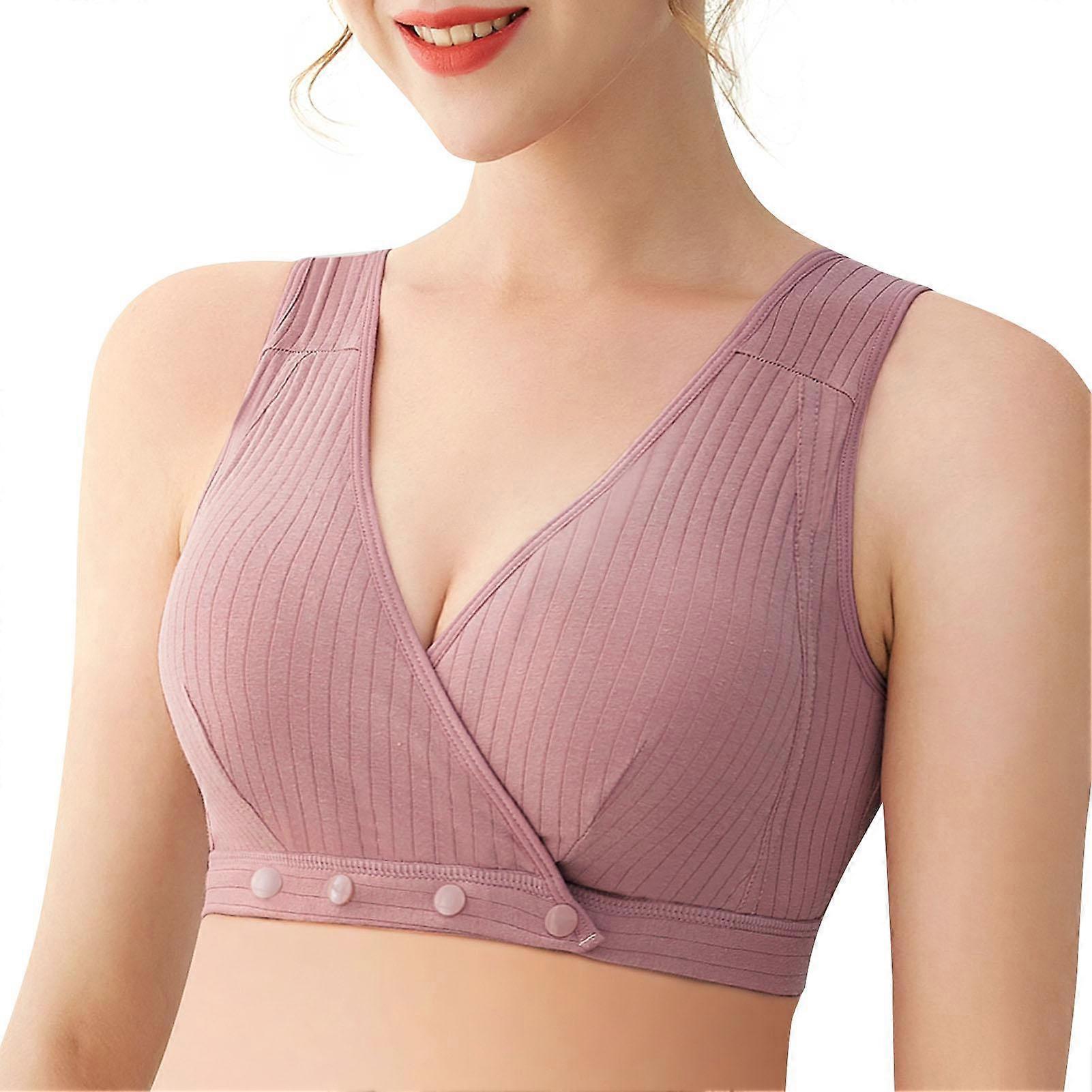 Women Nursing Bra Front Closure No Underwire Padded Soft Bralettes for Maternity Sleeping