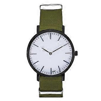 Men Women Fashion Watch Nylon Band Round Dial Quartz Wristwatch for Lovers (Army green)