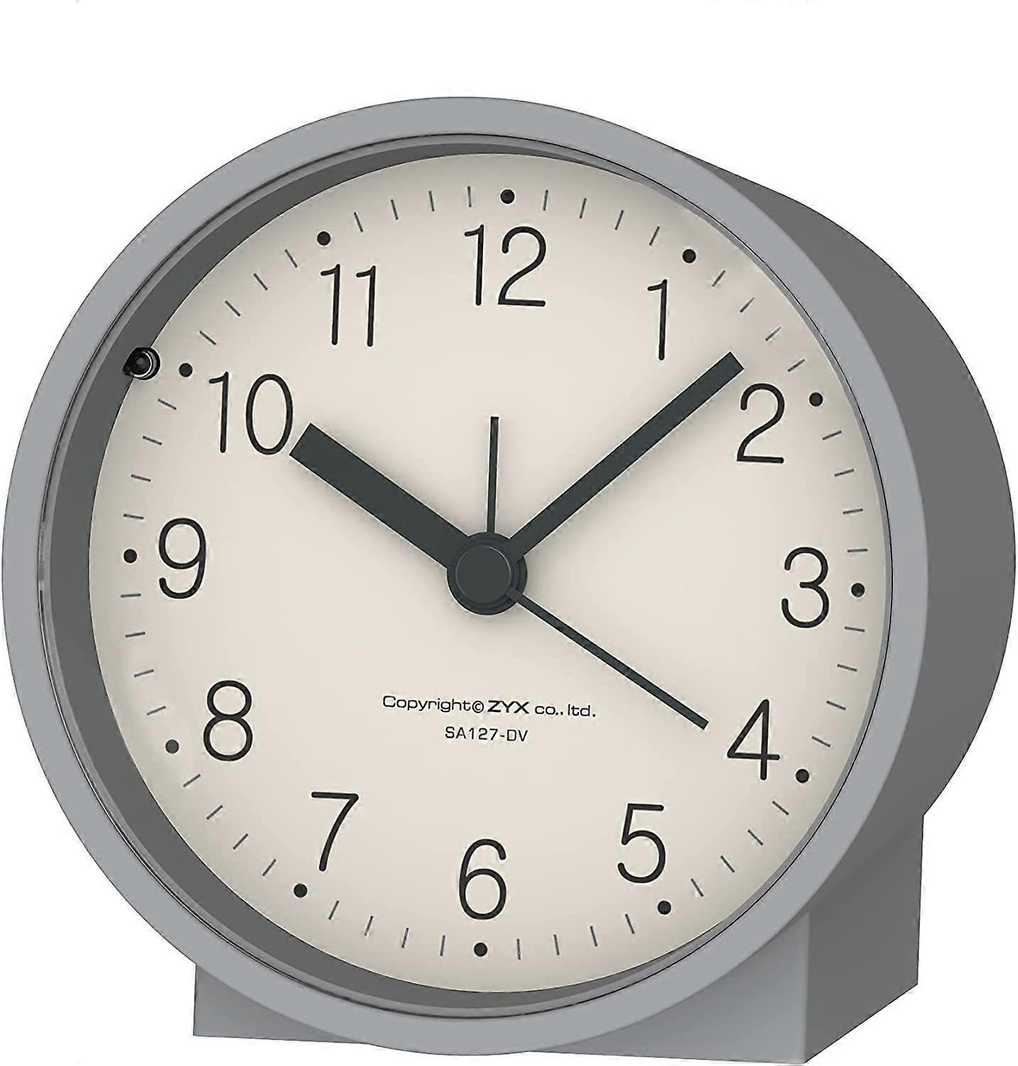 AA Battery Operated Analog Alarm Clock Silent Non Ticking Ascending Beep Sounds Snooze Light Functions Easy Set Gray