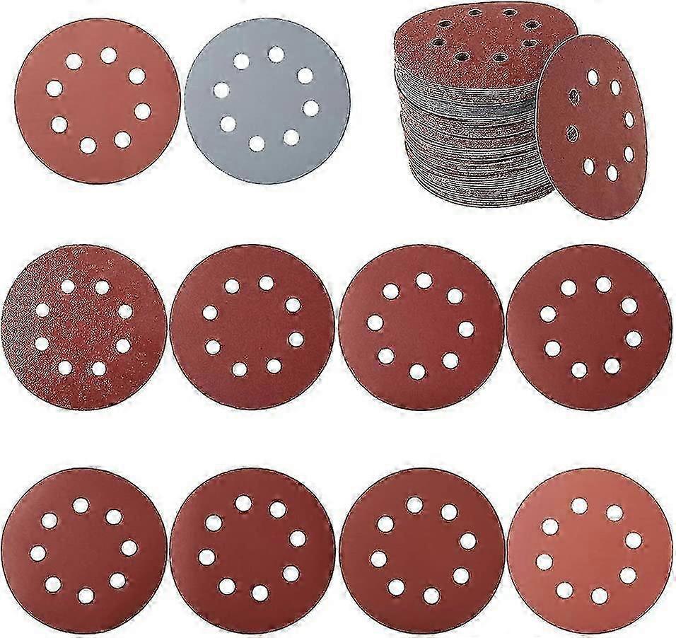 100 Pcs 125mm Sanding Discs for Circular Sander - Grit 80 - 3000