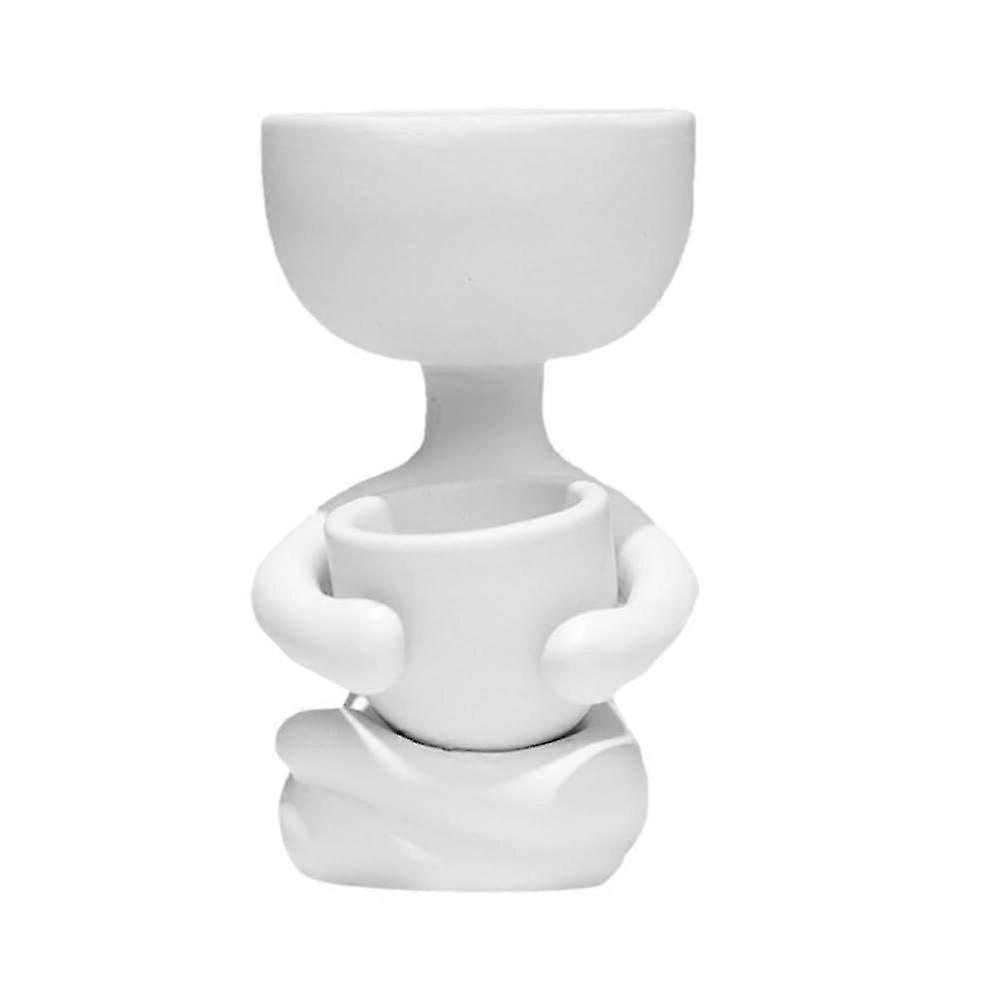 Ceramic Small Succulent Planter Head Human Vase for Office Desk Decor