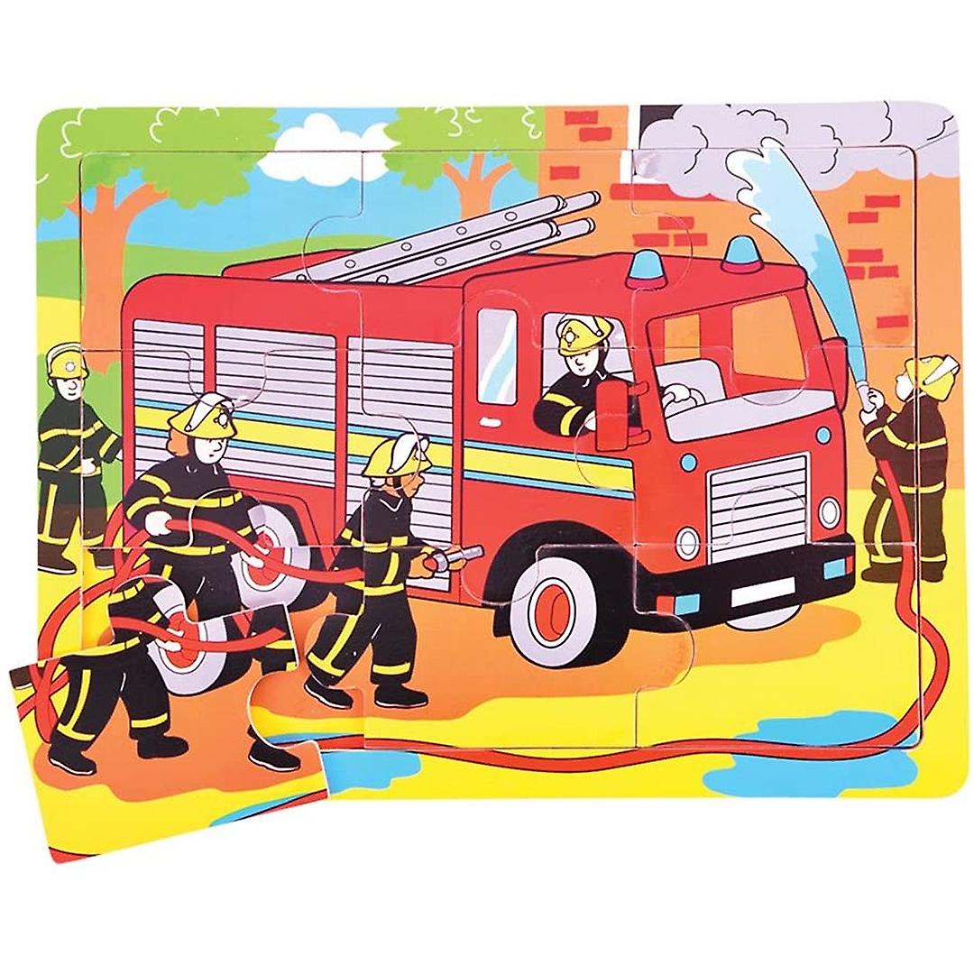 Bigjigs Holztablett Puzzle - Feuerwehrauto