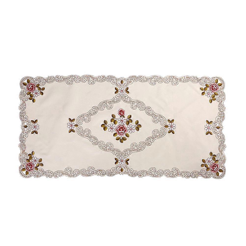 Rectangle Floral Flower Embroide Table Tablecloth Cutwork Table Party Decor
