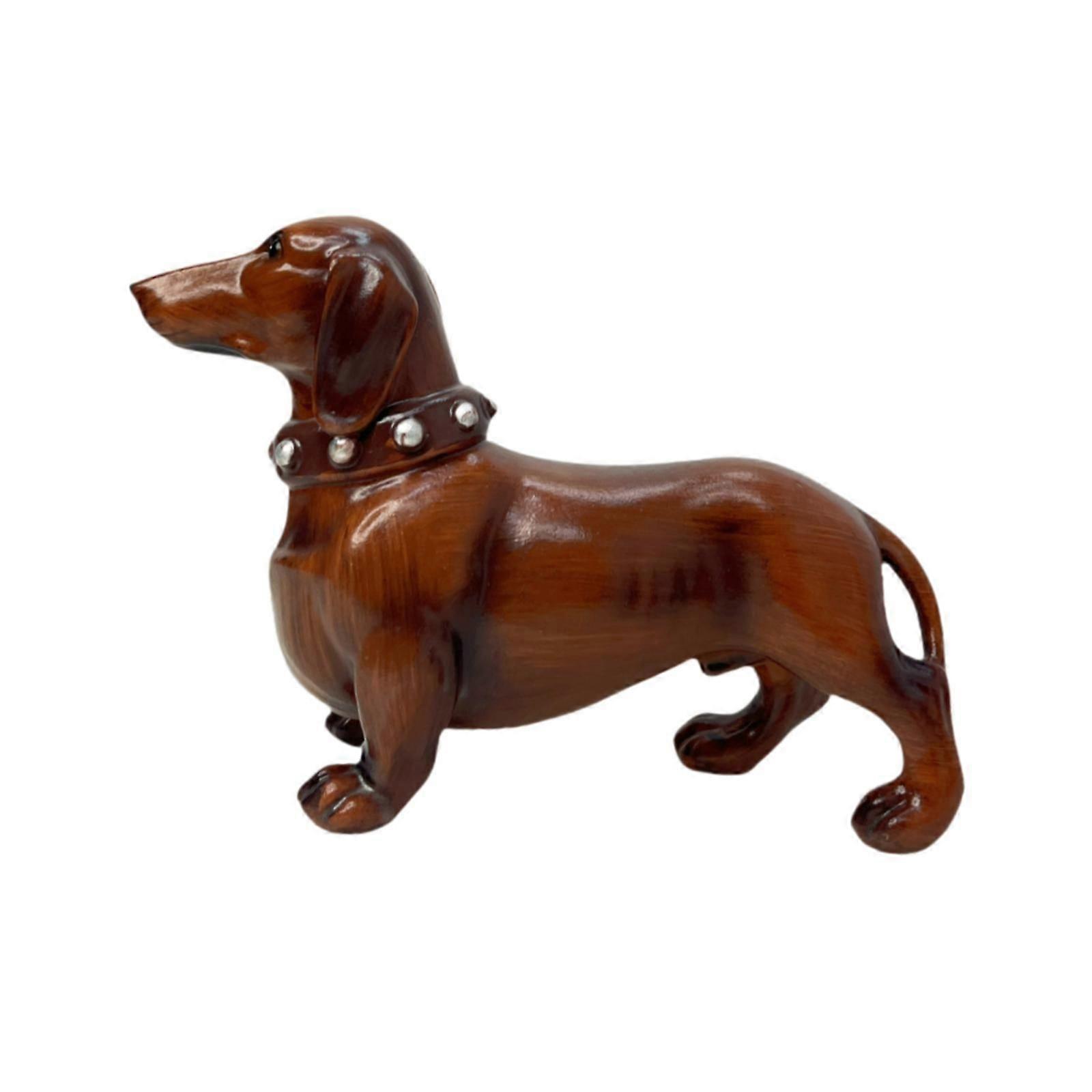 Dog Statue Resin Tabletop Ornament Brown for Fireplace, Shelf Porch Bookcase Style A