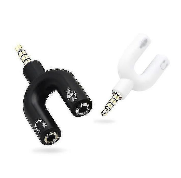 3.5mm Jack U-shape Stereo Audio Mic Headphone Splitter Adapters For Phone Laptop