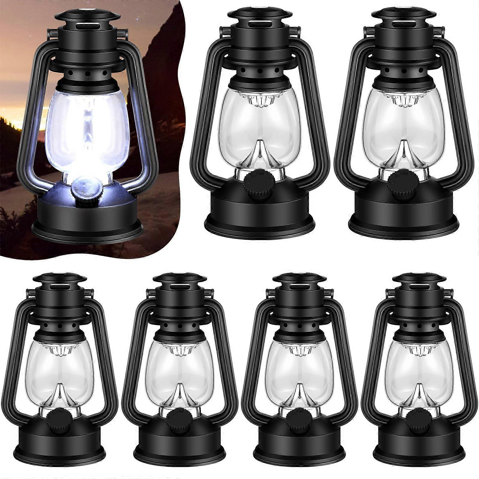 6 Pcs Vintage Lanterns Set for Patio Table Centerpiece and Porch Decor - Metal, Rustic Style, Battery Operated