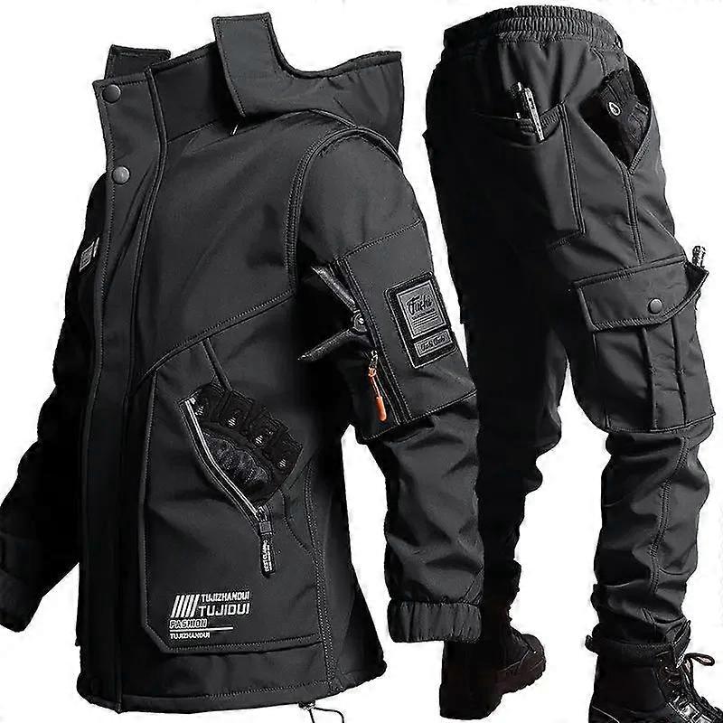 Winter Velvet Thickened Jacket Suit for Men and Women Windproof and Water-proof Outdoor Cold-proof and Warm Work Clothes
