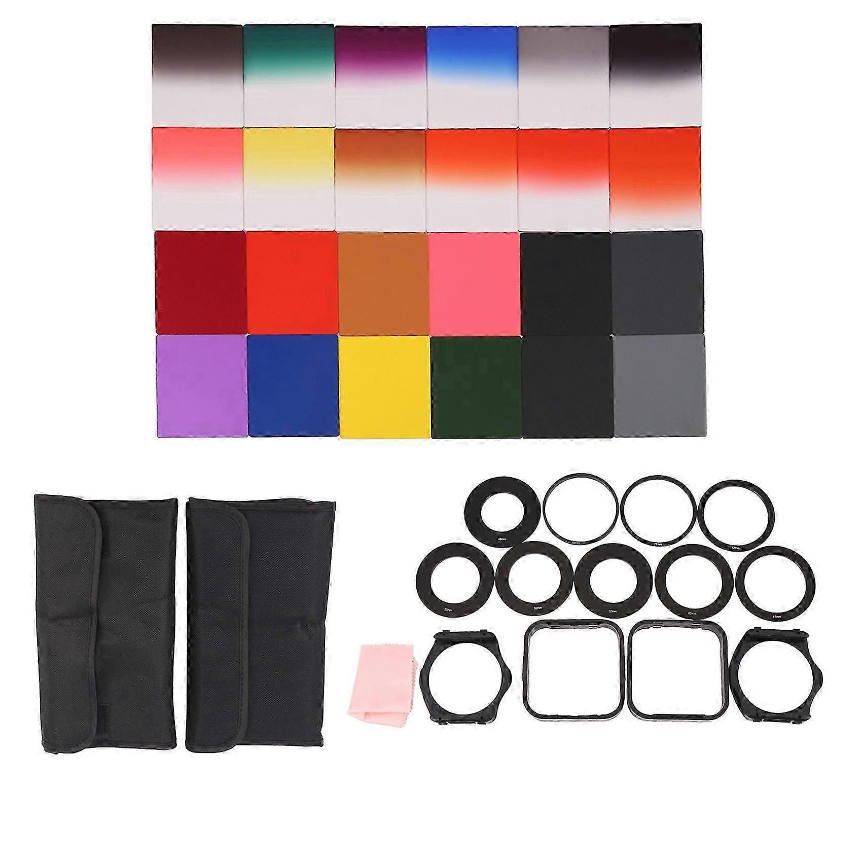 24pcs ND + Graduated Filters + 9pcs Adapter Ring, Lens Hood Filter Holder for p series js