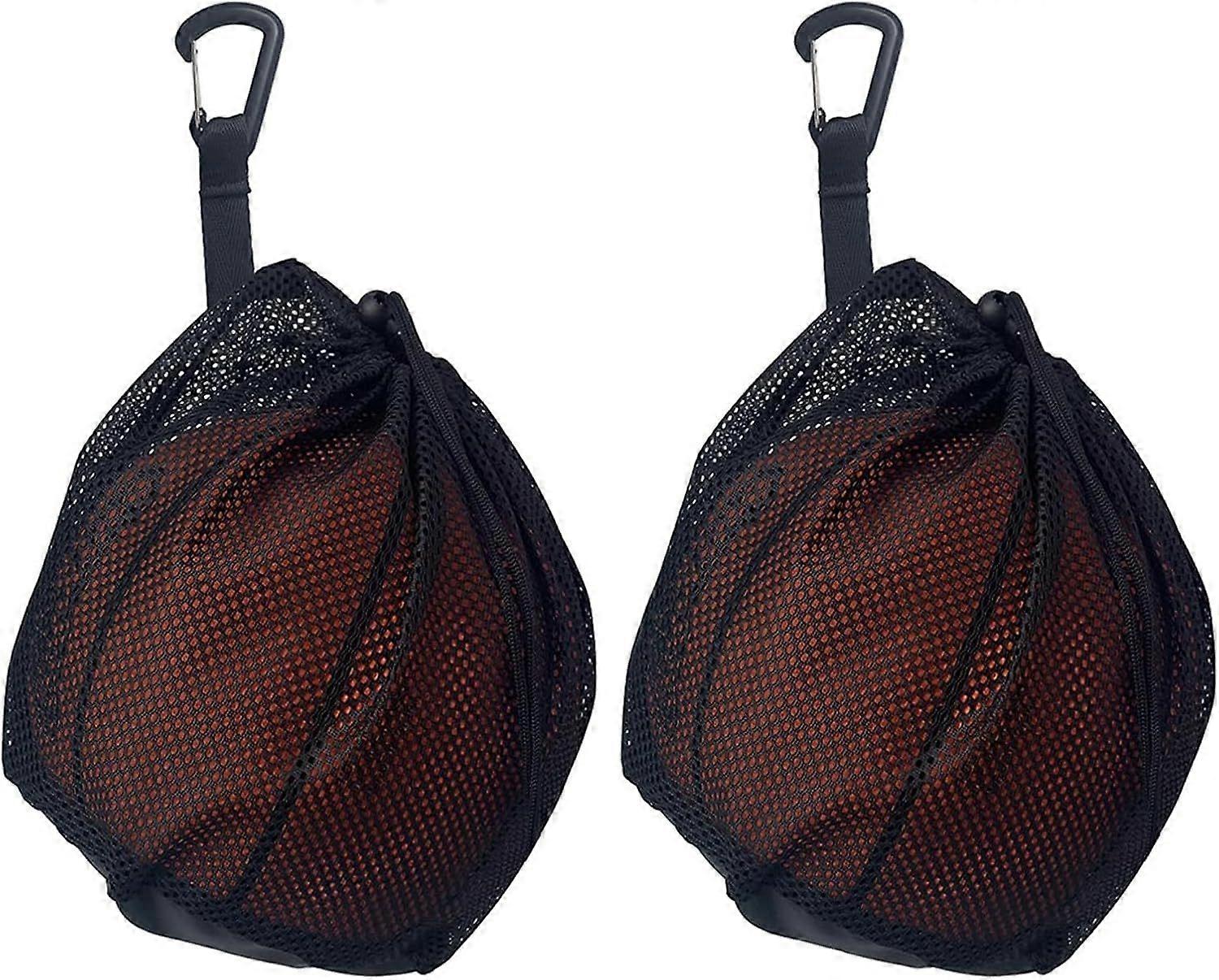Ball net, ball bag, 2 pack soccer net with drawstring, foldable net, can hold 1 ball, for storing and carrying basketballs, soccer balls and volleybal